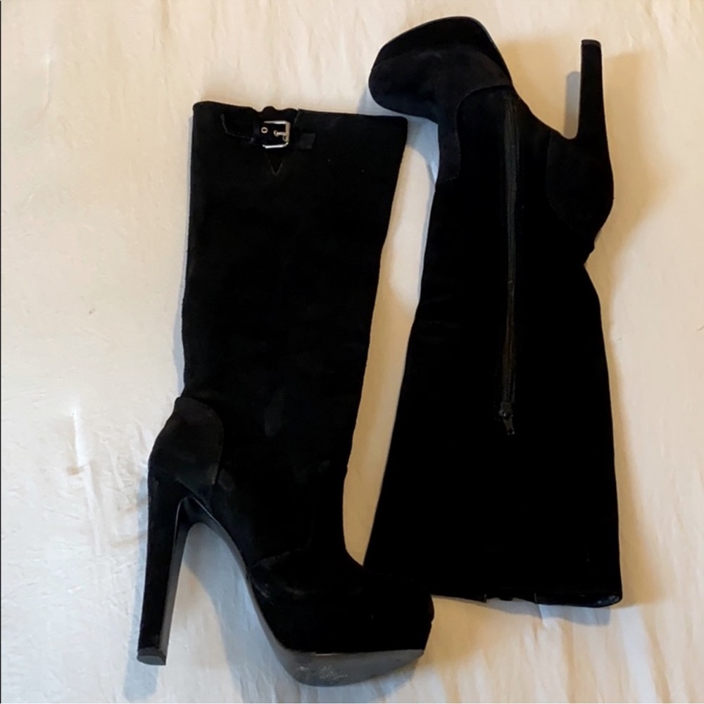 Steve Madden Elegant Black High Heel Platform Boots size - Picture 1 of 7